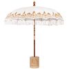 vidaXL Balinesischer Sonnenschirm mit Sockel Creme &Oslash; 210-220 cm