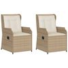 vidaXL Gartensessel mit Kissen 2 Stk. Verstellbar Beige Poly Rattan