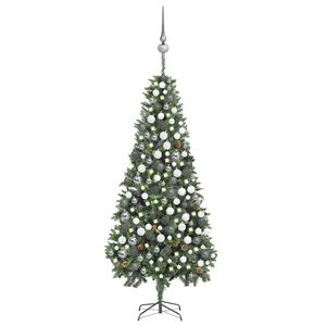 vidaXL K&uuml;nstlicher Weihnachtsbaum mit Beleuchtung Kugeln Zapfen 210 cm