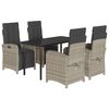 vidaXL 5-tlg. Garten-Essgruppe mit Kissen Hellgrau Poly Rattan