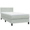 vidaXL Boxspringbett mit Matratze & LED Hellgrau 90x220 cm Samt