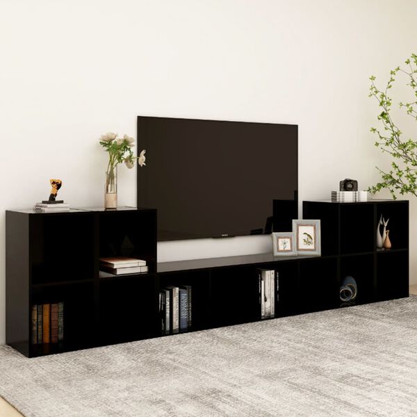 vidaXL 5-tlg. TV-Schrank-Set Schwarz Holzwerkstoff