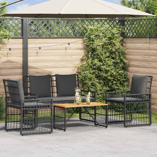 vidaXL Gartenm&ouml;bel Set 4 pcs Schwarz und Dunkelgrau