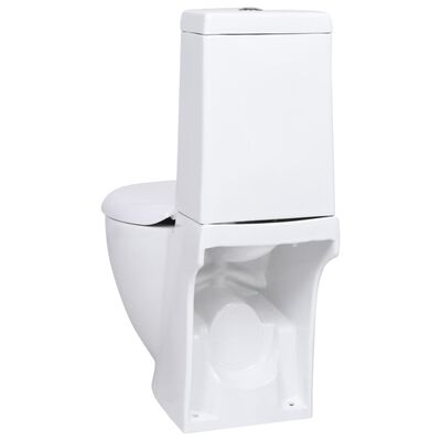 vidaXL Toilette Rund Keramik Weiß