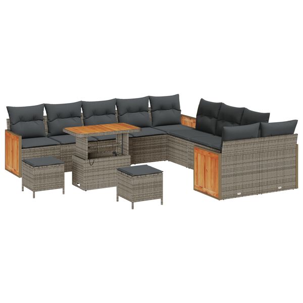 vidaXL Gartensofa-set mit Kissen 13 pcs Grau