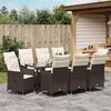 vidaXL Garten Essgruppe mit Kissen 9 pcs Braun Poly Rattan