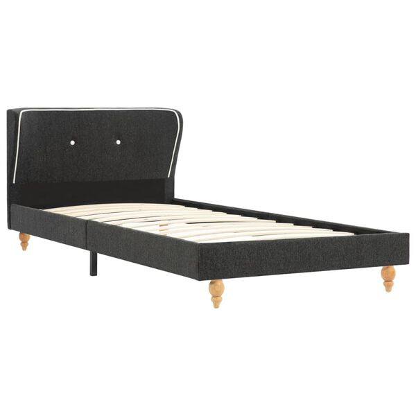 vidaXL Bett mit Matratze Dunkelgrau Sackleinen 90 x 200 cm