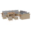 vidaXL Garten-Sofa-Set mit Kissen 14 pcs Beige und Hellgrau