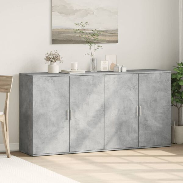 vidaXL Sideboards 2 Stk. Betongrau 79x38x80 cm Holzwerkstoff