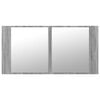 vidaXL LED-Spiegelschrank Grau Sonoma 90x12x45 cm Acryl