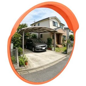 vidaXL Konvexer Verkehrsspiegel f&uuml;r den Au&szlig;enbereich Orange &Oslash;30 cm Polycarbonat