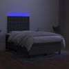 vidaXL Boxspringbett mit Matratze & LED Dunkelgrau 120x190 cm Stoff