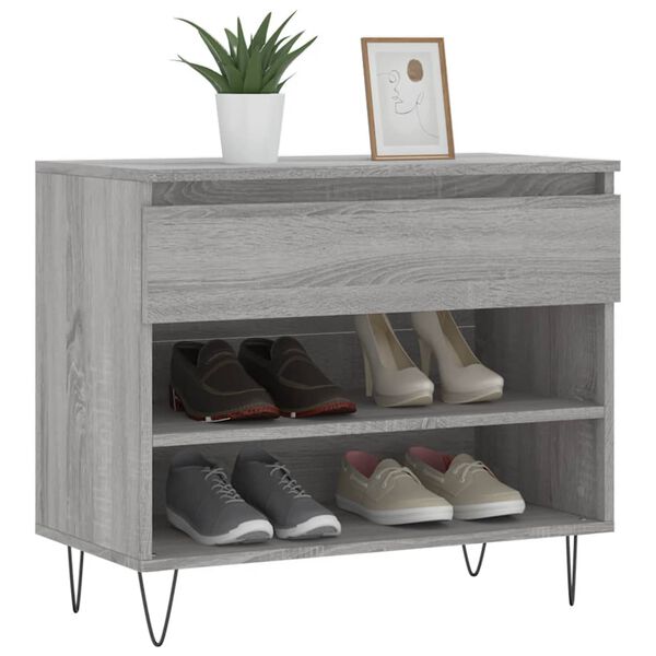 vidaXL Schuhregal Grau Sonoma 70x36x60 cm Holzwerkstoff