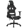 vidaXL Gaming-Stuhl mit Massage & Fu&szlig;st&uuml;tze Schwarz und Wei&szlig; Stoff