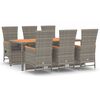 vidaXL 7-tlg. Garten-Essgruppe mit Kissen Grau Poly Rattan
