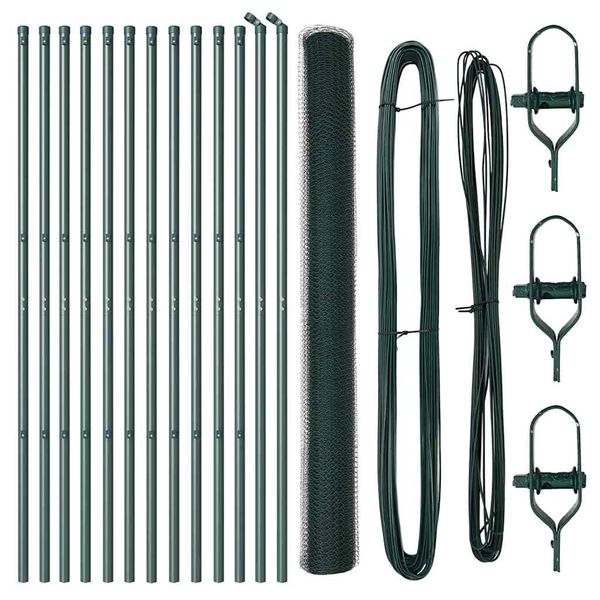 vidaXL Zaunpfosten Gr&uuml;n 25 x 1,6 m (25 mm Netz) Stahl und PVC