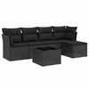 vidaXL 6-tlg. Garten-Sofagarnitur mit Kissen Schwarz Poly Rattan