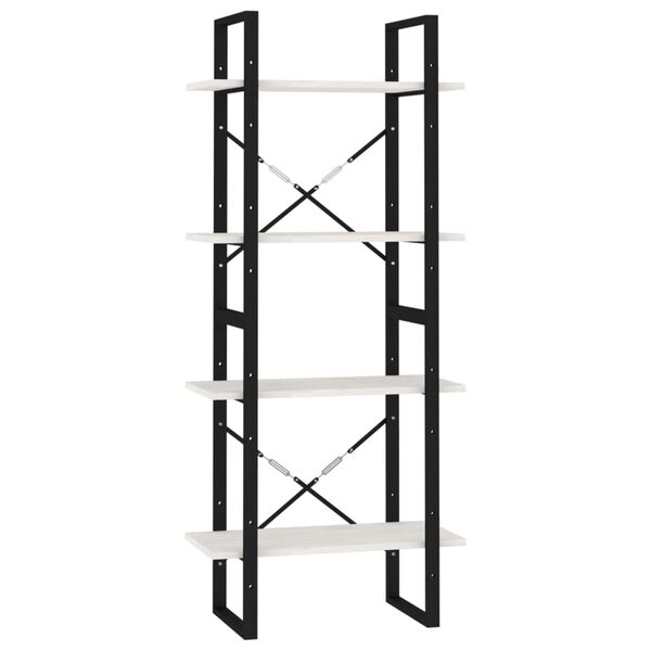 vidaXL B&uuml;cherregal 4 B&ouml;den Wei&szlig; 60x30x140 cm Massivholz Kiefer