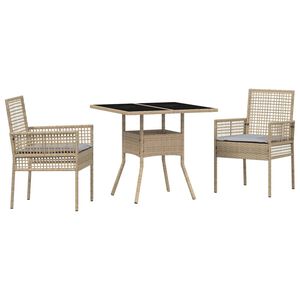 vidaXL Garten Essgruppe 3 pcs Beige Poly-Rattan