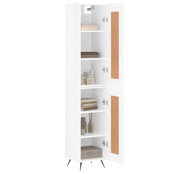 vidaXL Highboard Hochglanz-Wei&szlig; 34,5x34x180 cm Holzwerkstoff