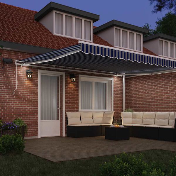 vidaXL Einziehbare Markise Blau und Wei&szlig; 500 x 300 cm