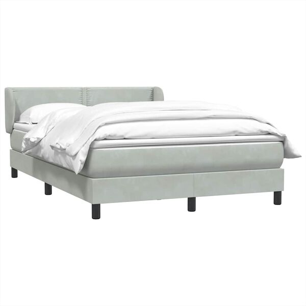 vidaXL Boxspringbett mit Matratze Hellgrau 160x220 cm Samt