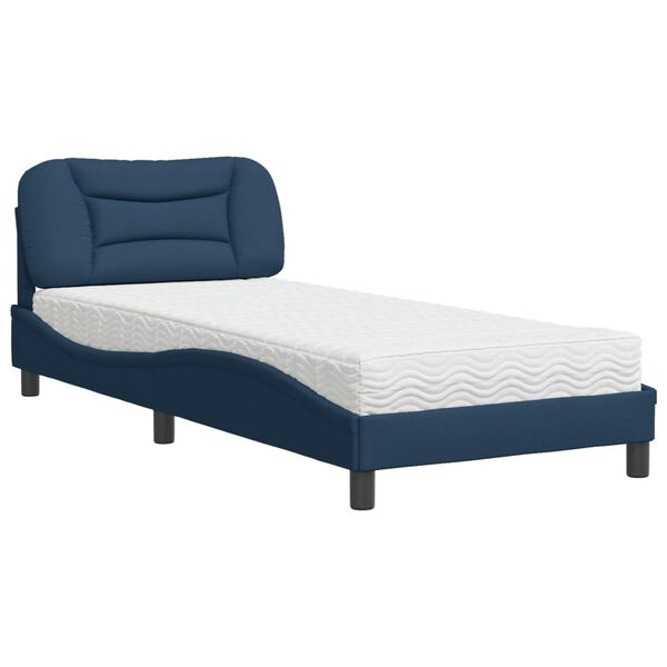 vidaXL Bett mit Matratze "Hvar" Blau 90x190 cm Stoff