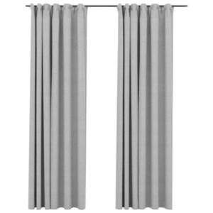 vidaXL Verdunkelungsvorh&auml;nge Haken Leinenoptik 2 Stk. Grau 140x225 cm