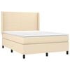 vidaXL Boxspringbett mit Matratze & LED Creme 140x190 cm Stoff