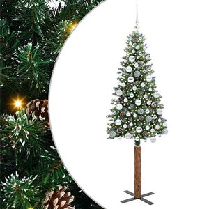 vidaXL Schlanker Weihnachtsbaum mit 300 LEDs mit St&auml;nder Gr&uuml;n 180 cm
