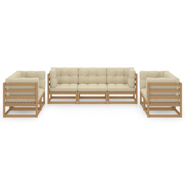 vidaXL 7-tlg. Garten-Lounge-Set mit Kissen Kiefer Massivholz