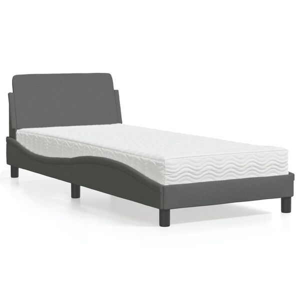 vidaXL Bett mit Matratze "Dover" Dunkelgrau 90x200 cm Stoff