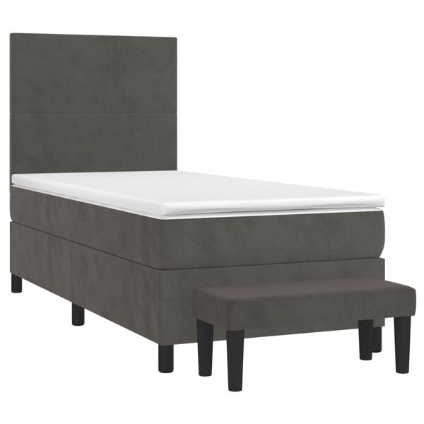 vidaXL Boxspringbett mit Matratze Dunkelgrau 80x200 cm Samt