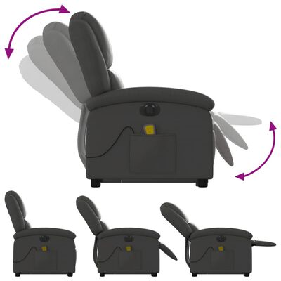 vidaXL Massagesessel mit Aufstehhilfe Elektrisch Grau Echtleder
