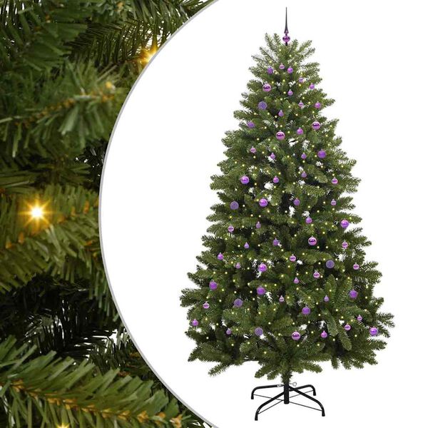 vidaXL K&uuml;nstlicher Weihnachtsbaum Gr&uuml;n 270 cm PVC und Metall