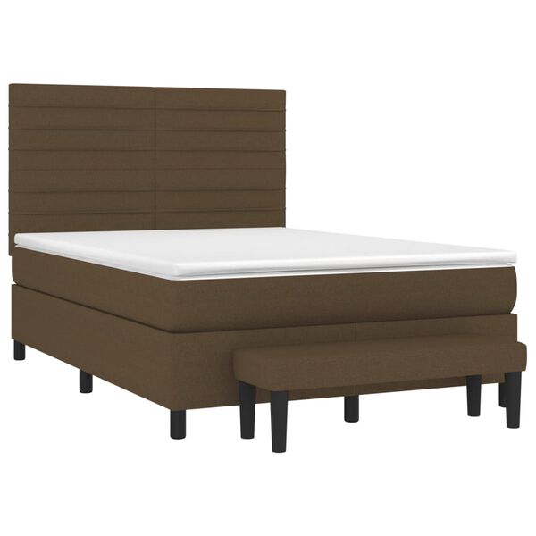 vidaXL Boxspringbett mit Matratze Dunkelbraun 140x200 cm Stoff
