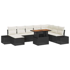 vidaXL Gartensofa-set 9 stk. Schwarz Poly-Rattan