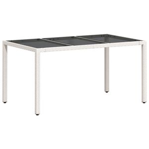 vidaXL Gartentisch mit Glasplatte Wei&szlig; 150x90x75 cm Poly Rattan