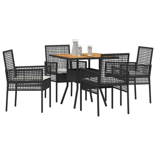 vidaXL Garten Essgruppe 5 pcs Schwarz Poly-Rattan