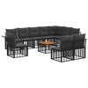 vidaXL Outdoor-Sofagarnitur 11 pcs Schwarz und Dunkelgrau Polyester