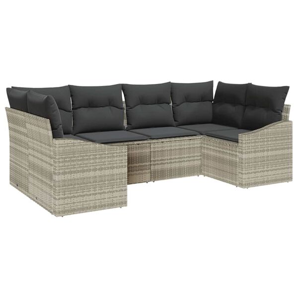 vidaXL Sofa Set mit Kissen 6 pcs Hellgrau Poly Rattan