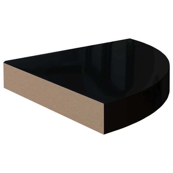 vidaXL Eck-Schweberegale 2 Stk. Hochglanz-Schwarz 25x25x3,8 cm MDF