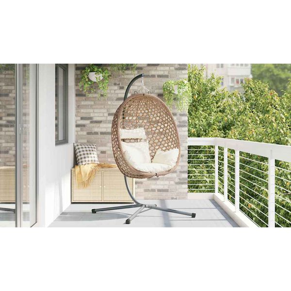 vidaXL H&auml;ngendes Ei-Stuhl Hellcreme 104 x 100 x 191 cm Poly-Rattan