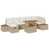 vidaXL Garten-Sofa-Set mit Kissen mit Speicher 8 pcs Beige Poly Rattan