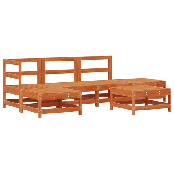 vidaXL Garten-Lounge-Set 5 pcs Wachsbraun Massives Kiefernholz