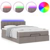 vidaXL Ottomanische Bett mit Matratze & LEDs Taupe 140x190 cm Stoff