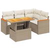 vidaXL 5-tlg. Garten-Sofagarnitur mit Kissen Beige Poly Rattan