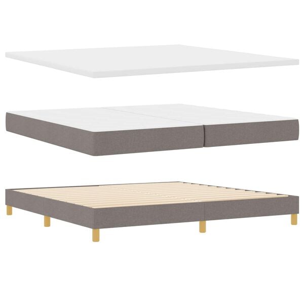 vidaXL Boxspringbett mit Matratze Taupe 200 x 200 cm Polyester