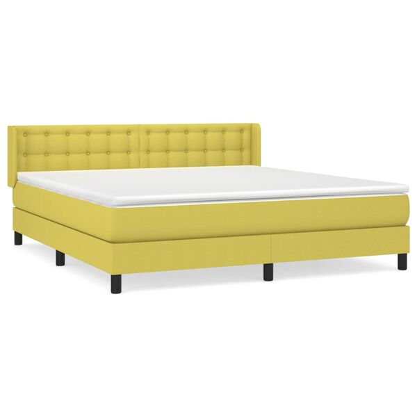 vidaXL Boxspringbett mit Matratze Gr&uuml;n 180x200 cm Stoff