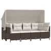 vidaXL 5-tlg. Garten-Sofagarnitur mit Kissen Braun Poly Rattan
